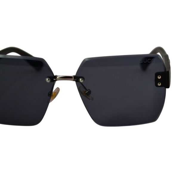 Gucci Women’s Oversized Sunglasses | Gray Lens | Silver & Black | 62-14-145 |New main image 15